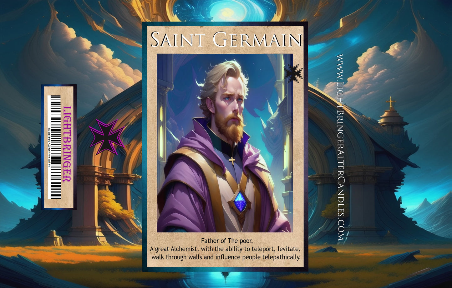Christian Saint Germain Lightbringer Alter Candle (ascended master)