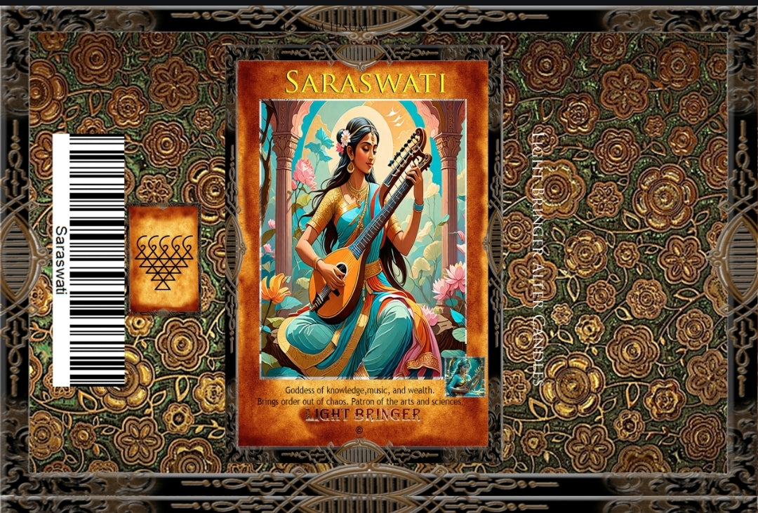 Hindu Goddess Saraswati Lightbringer Altar Candle